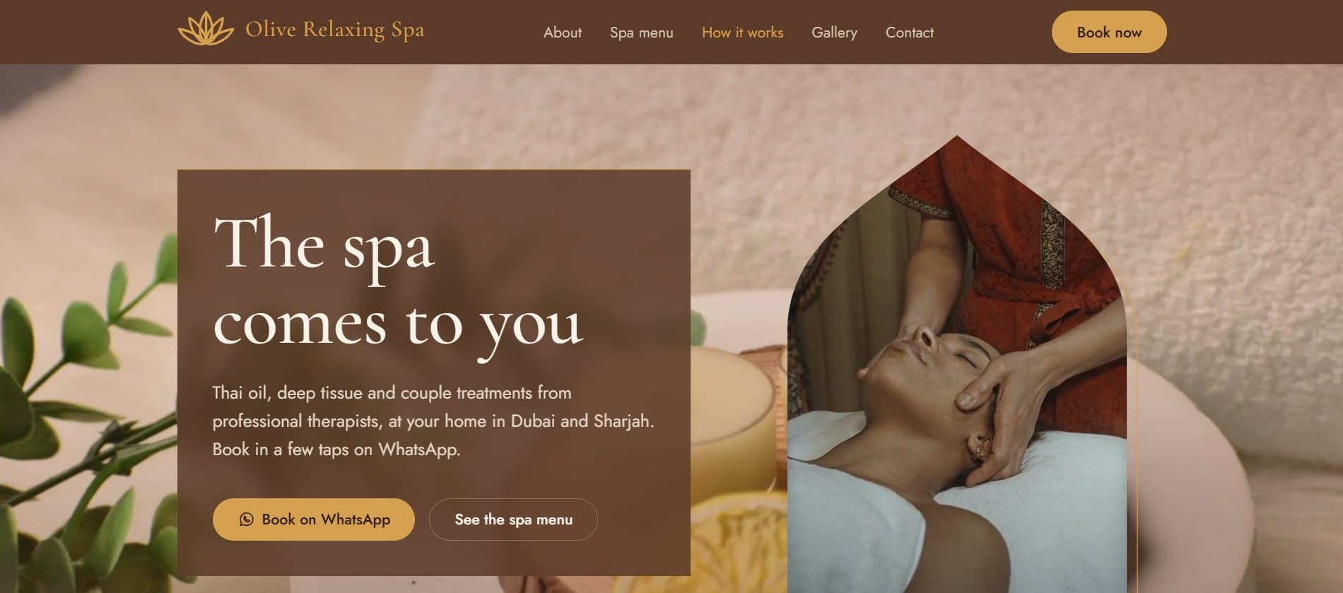 Olive Relaxing Spa website